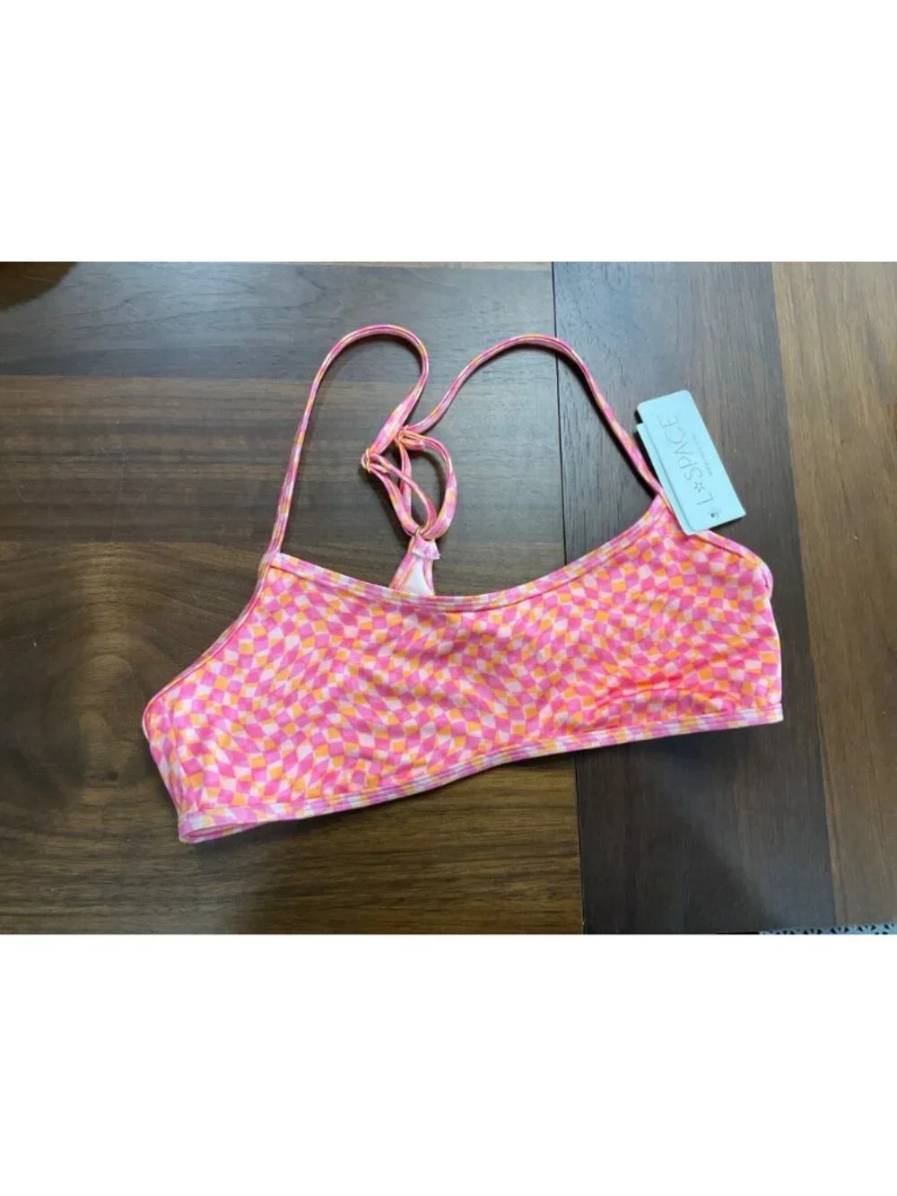 L*Space Pamela Bikini Top in Heat Waves Large New Womens Swimsuit